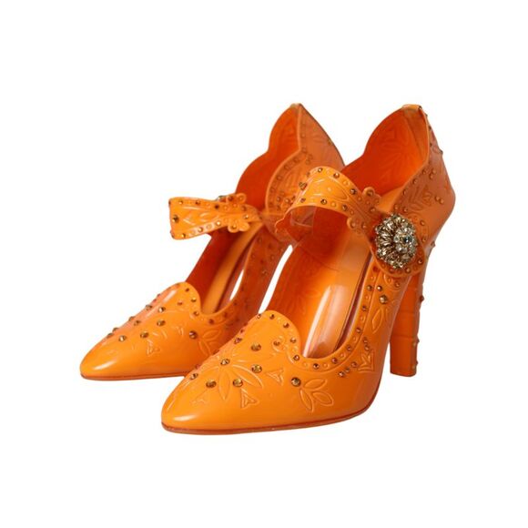 Dolce & Gabbana Embellished PVC Pumps Mary Jane Style Women Orange - Picture 3 of 6